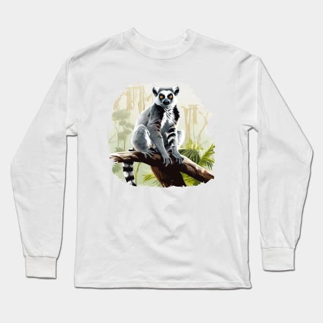 Adorable Lemur Long Sleeve T-Shirt by zooleisurelife